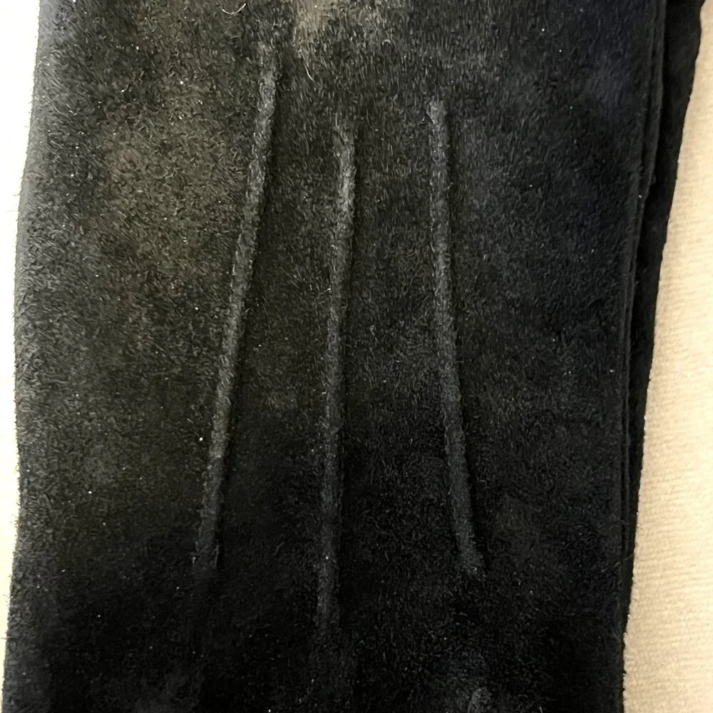 Isotoner/Totes Black Suede leather Fleece-Lined Women's Gloves L - Picture 5 of 6